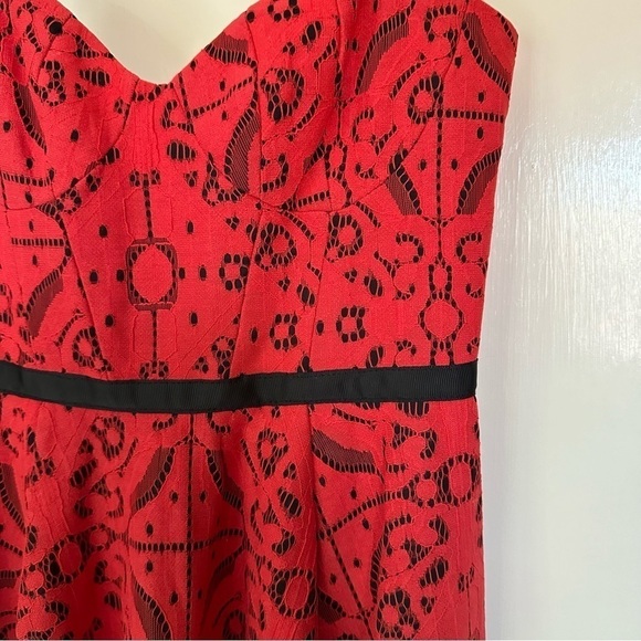 ASOS Dress Spaghetti Strap Red Floral Corset Bodice Sz 0 - Picture 5 of 11